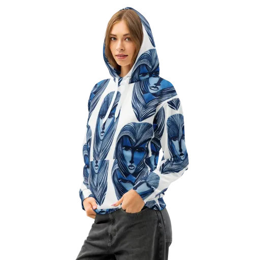 Indigo Visage on a Cotton Hoodie
