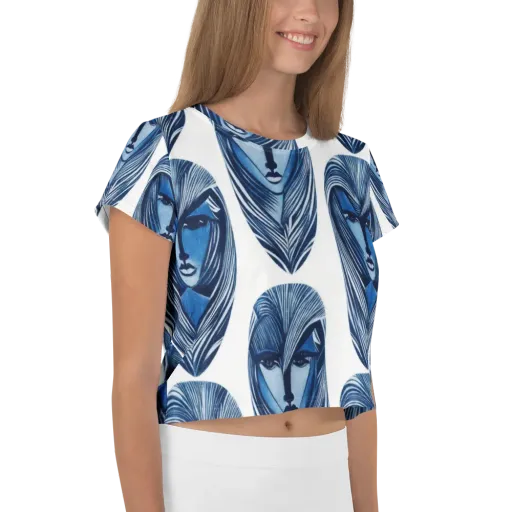 Indigo Visage on a Crop Tee
