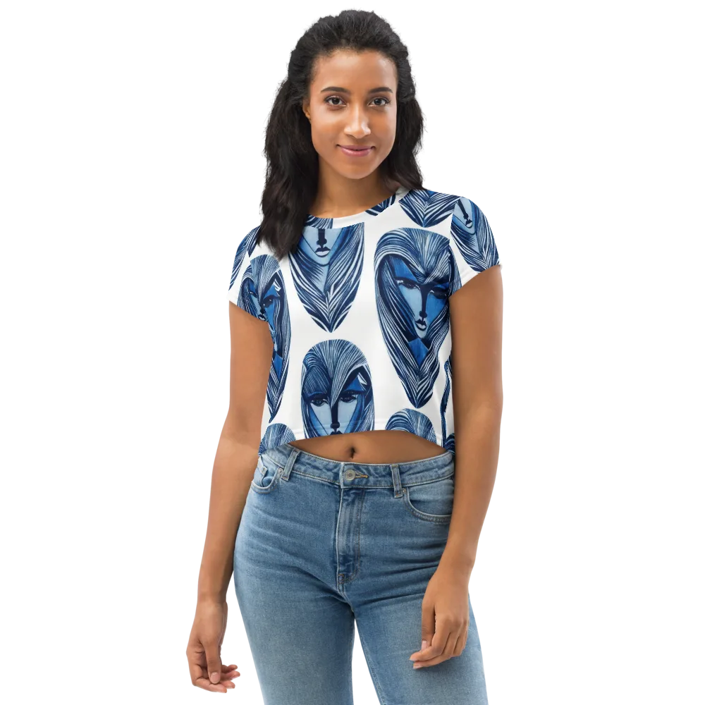 Indigo Visage on Crop Tee — Front