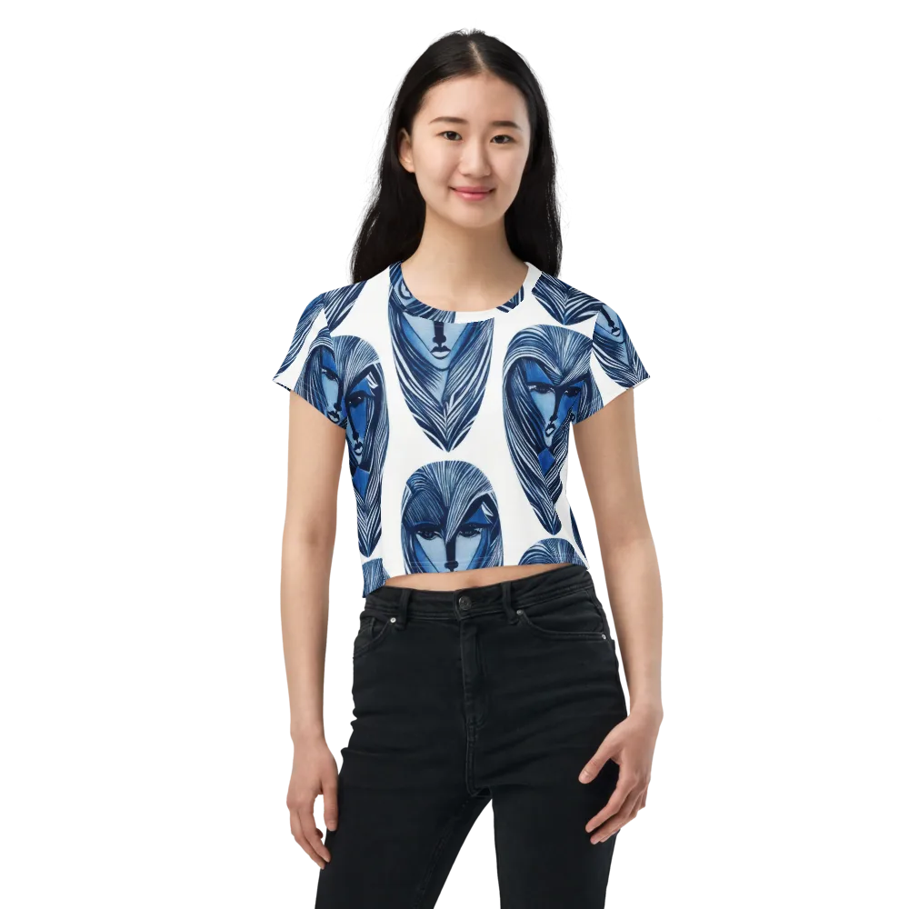 Indigo Visage on Crop Tee — Front