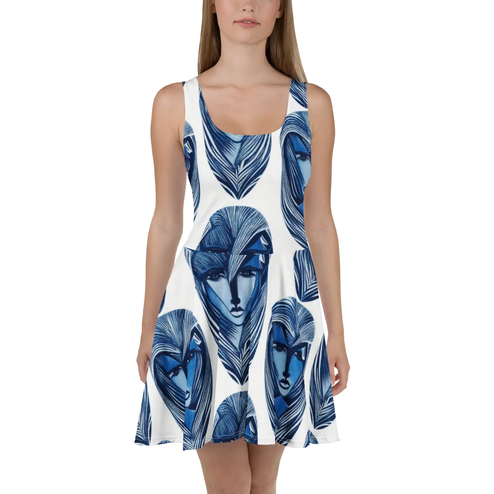 Indigo Visage on Skater Dress — Front