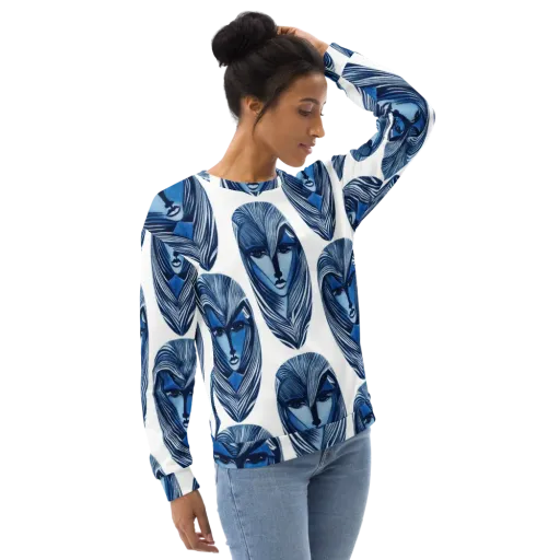 Indigo Visage on a Sweatshirt