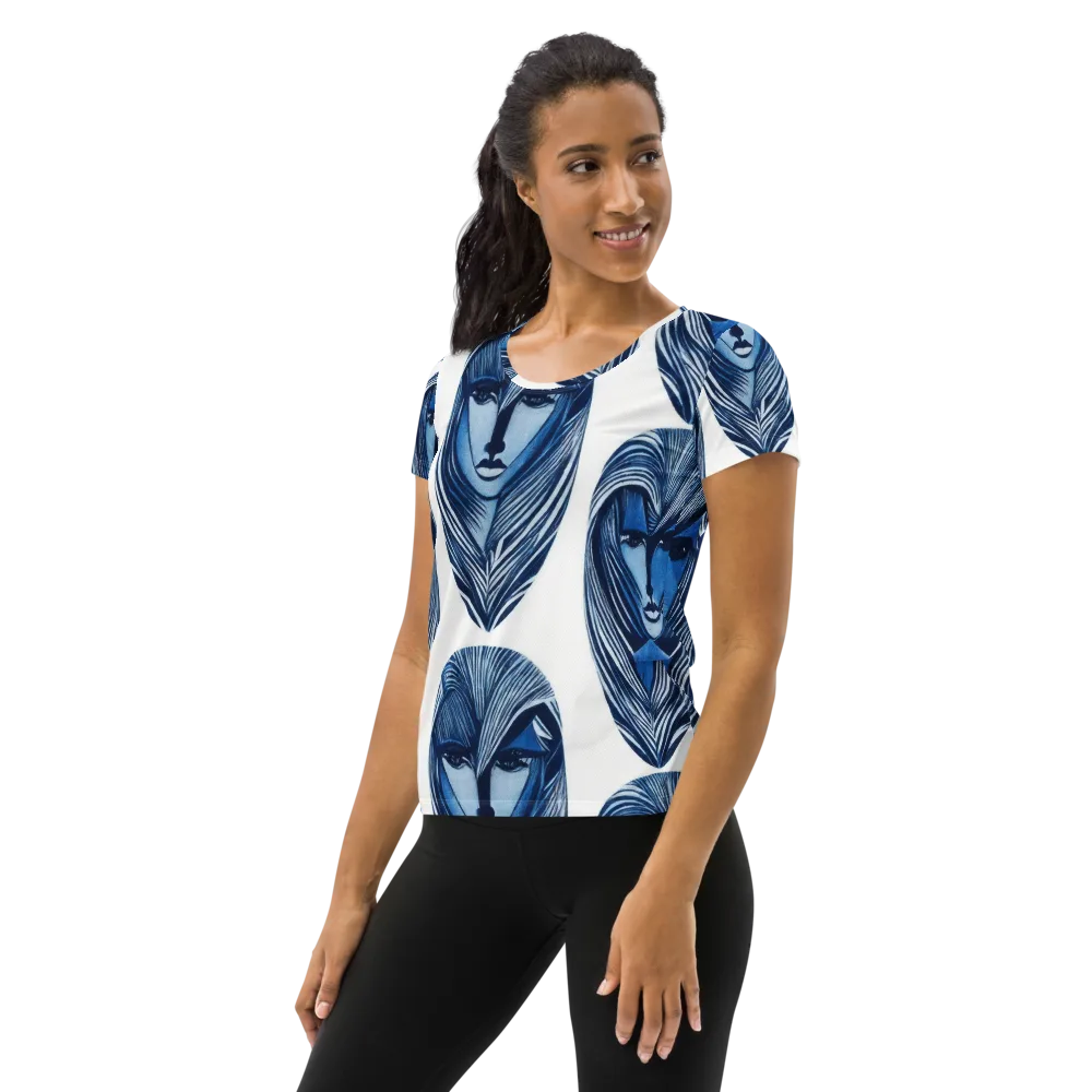 Indigo Visage on Women's Athletic T-Shirt — Left