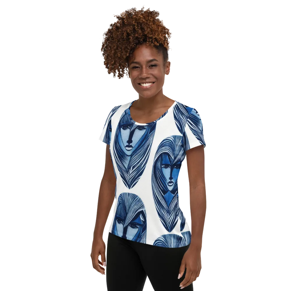 Indigo Visage on Women's Athletic T-Shirt — Left