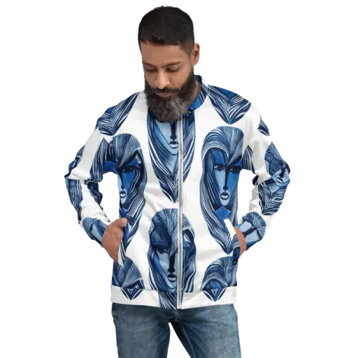 Indigo Visage on a Bomber Jacket