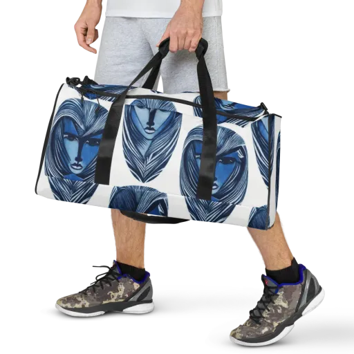Indigo Visage on a Duffle Bag