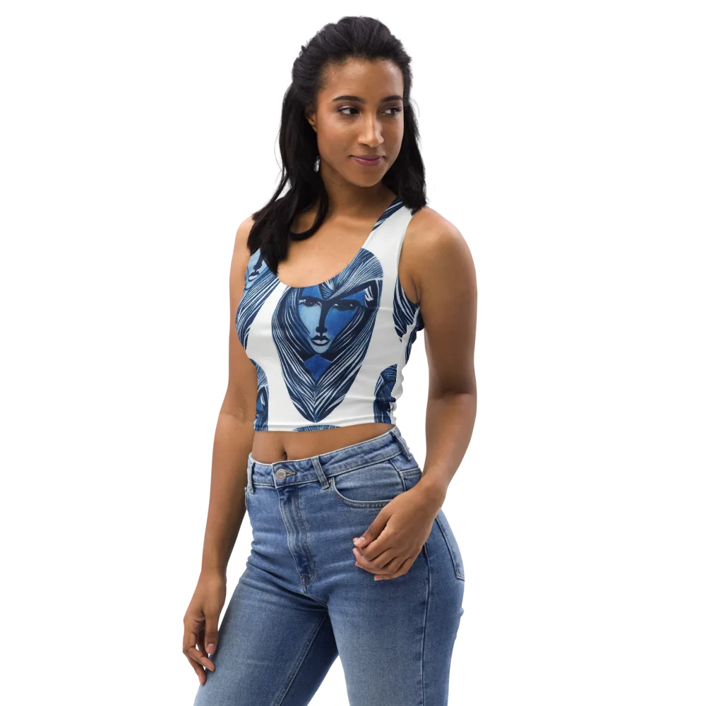 Indigo Visage on Crop Top — Left Front