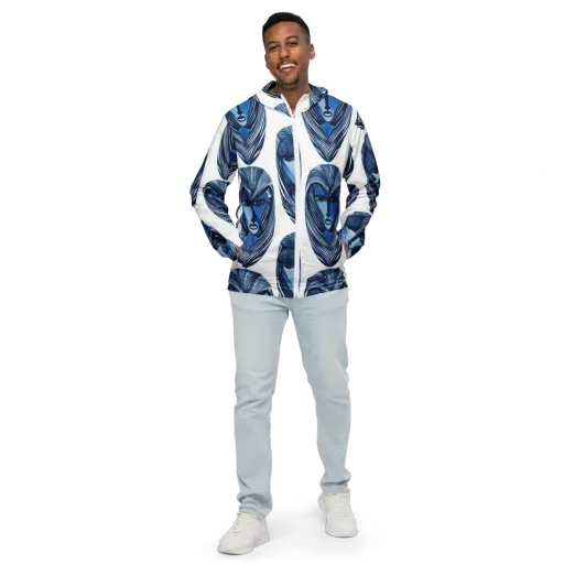 Indigo Visage on a Men's Windbreaker