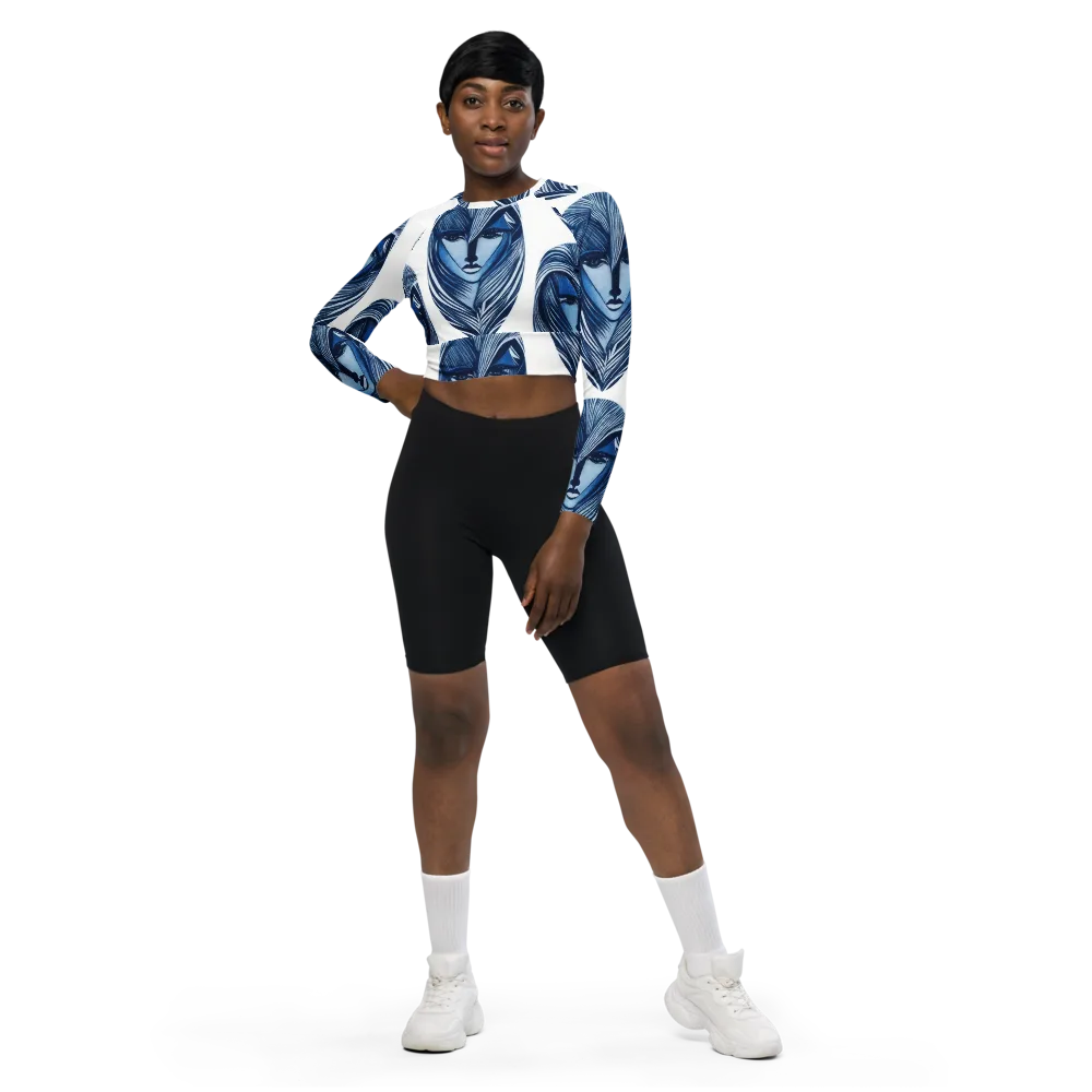 Indigo Visage on Long Sleeve Crop Top — Front