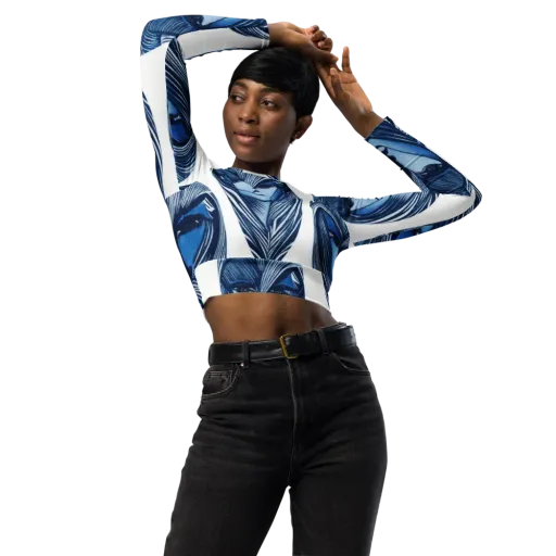 Indigo Visage on a Long Sleeve Crop Top