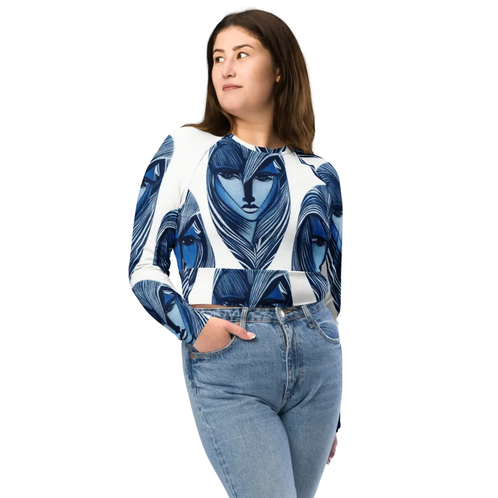 Indigo Visage on Long Sleeve Crop Top — Front