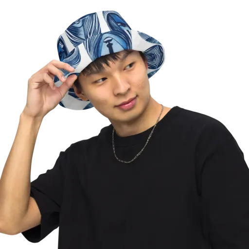 Indigo Visage on a Reversible Bucket Hat