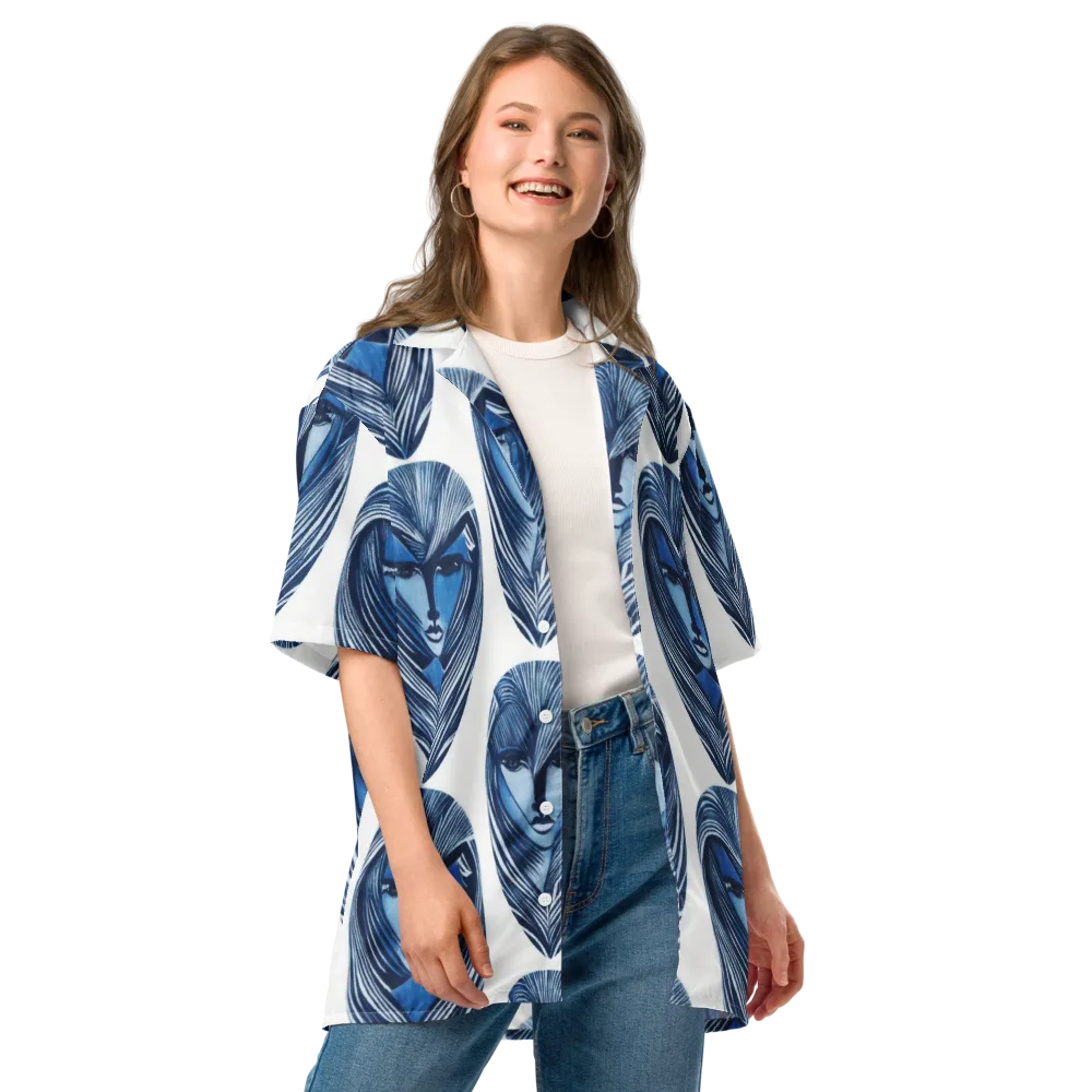 Indigo Visage on Button Shirt — Front
