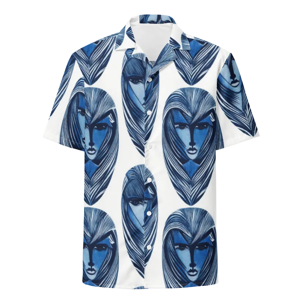 Indigo Visage on Button Shirt — Front