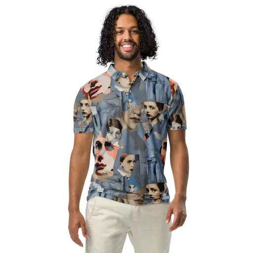 Blue Jean Mirage on a Men's Slim Fit Polo Shirt