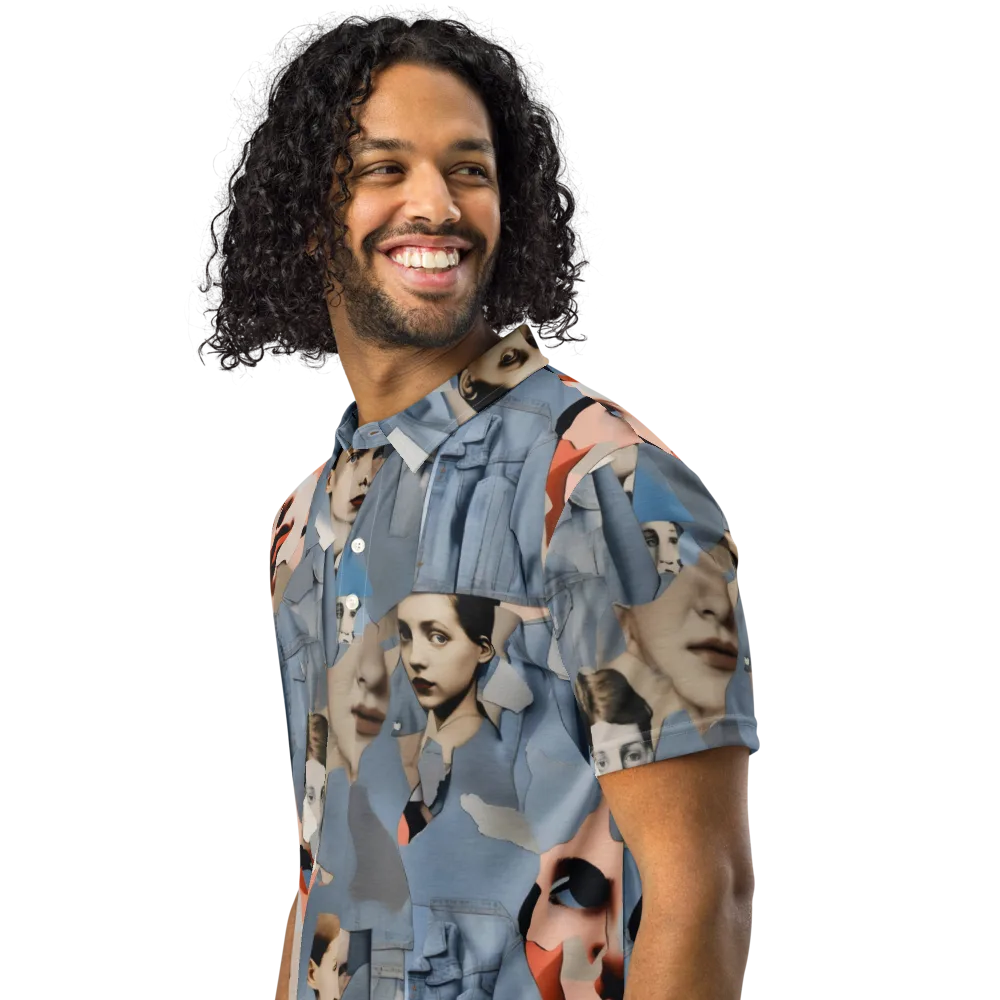 Blue Jean Mirage on Men's Slim Fit Polo Shirt — Left Front