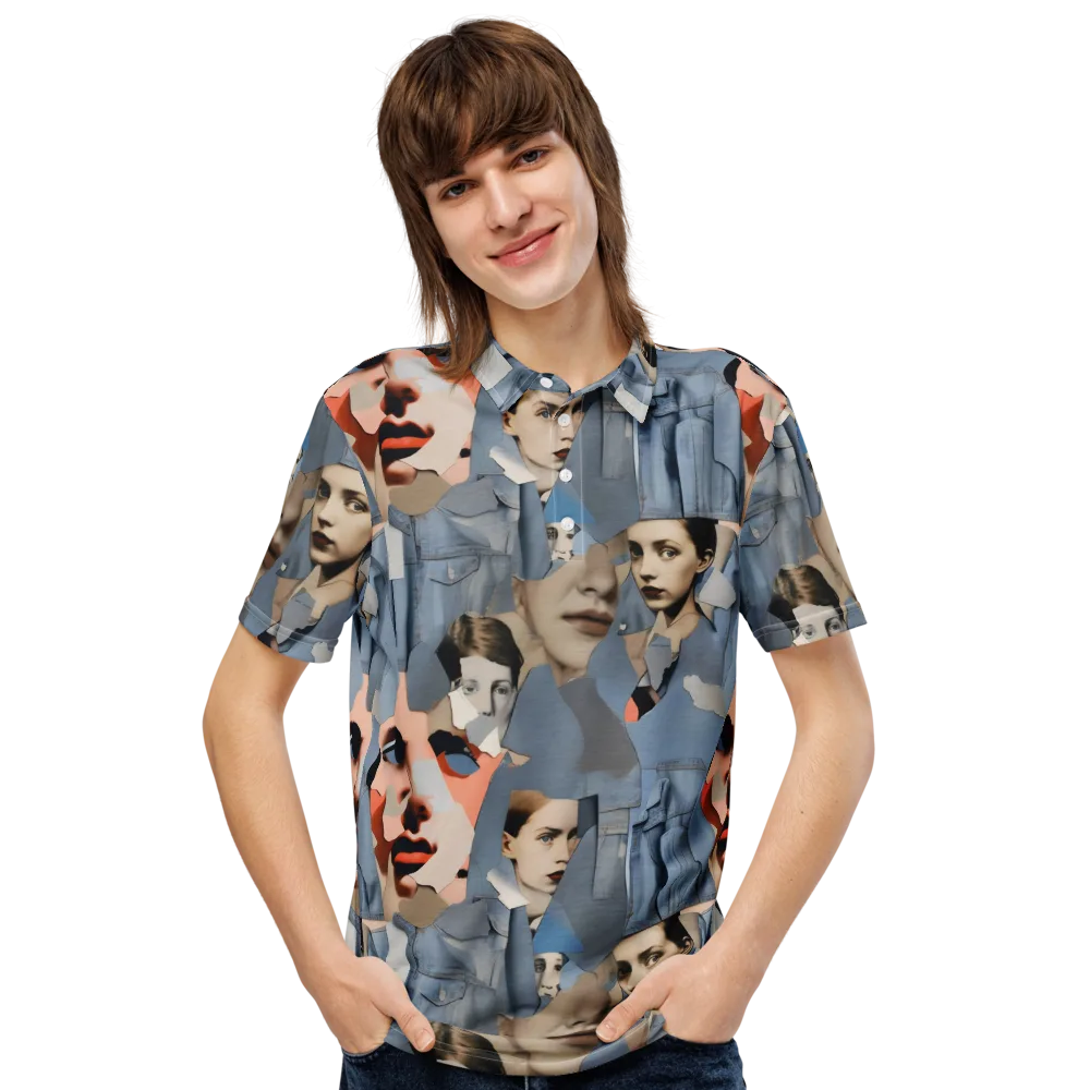 Blue Jean Mirage on Men's Slim Fit Polo Shirt — Front