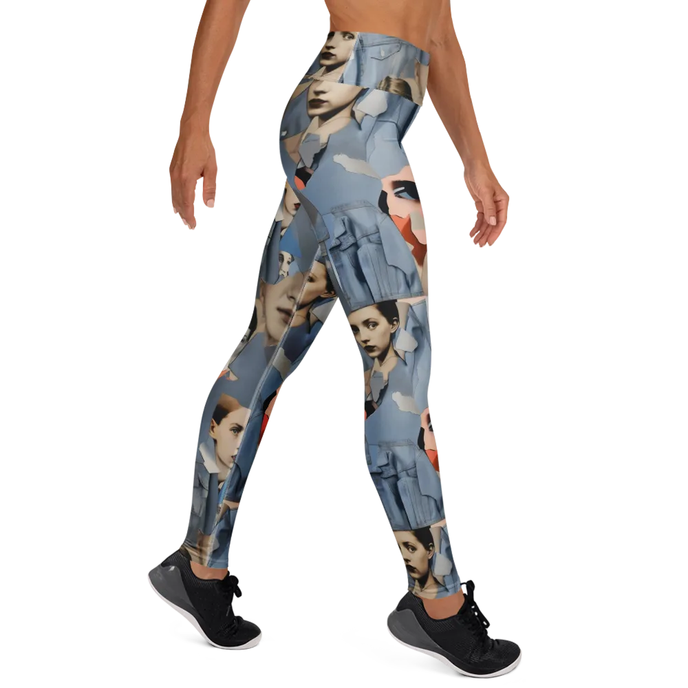 Blue Jean Mirage on Yoga Leggings — Right