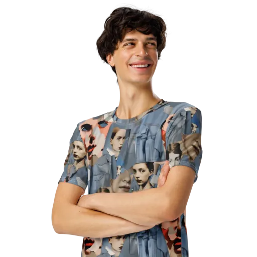 Blue Jean Mirage on a Men's Crew Neck T-Shirt