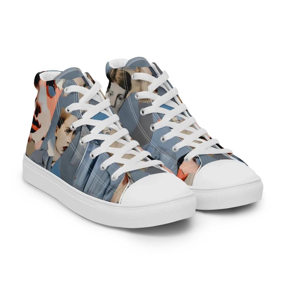 Blue Jean Mirage on Men's High Top Canvas Shoes — Right Front