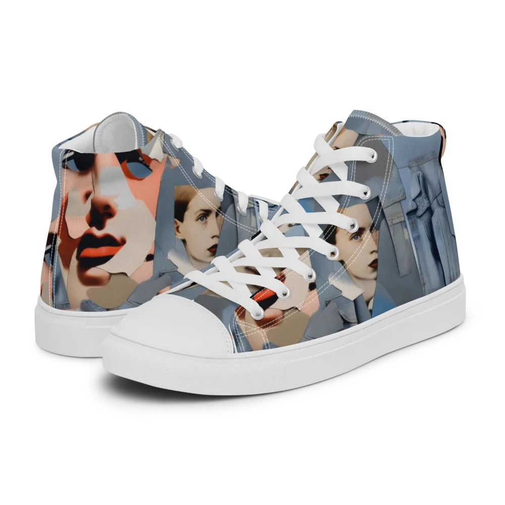 Blue Jean Mirage on Men's High Top Canvas Shoes — Left