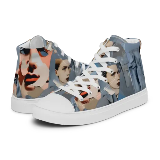 Blue Jean Mirage on a Men's High Top Canvas Shoes