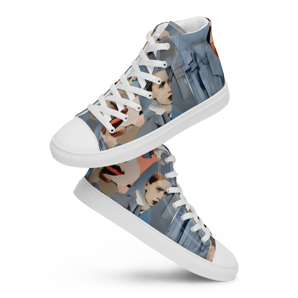 Blue Jean Mirage on Men's High Top Canvas Shoes — Front