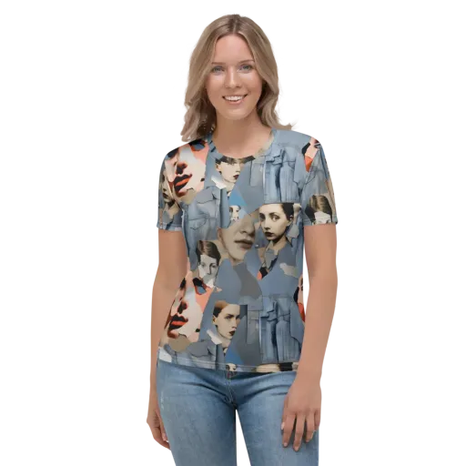 Blue Jean Mirage on a Women's Crew Neck T-Shirt