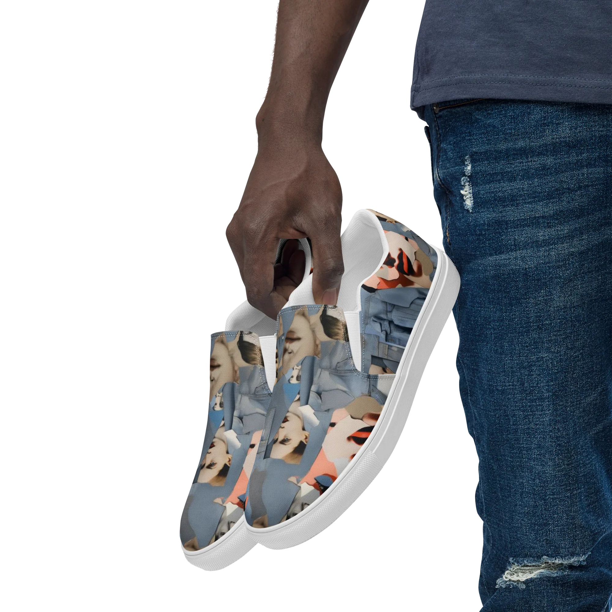 Blue Jean Mirage on Men's Slip-On Canvas Shoes — Left Front