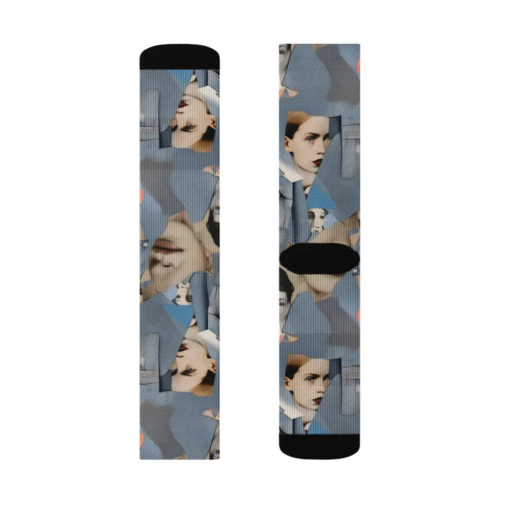 Blue Jean Mirage on Socks — Right Sock