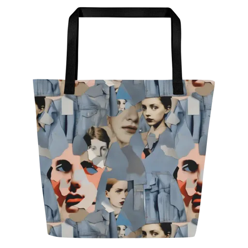 Blue Jean Mirage on a Large Tote Bag W/ Pocket