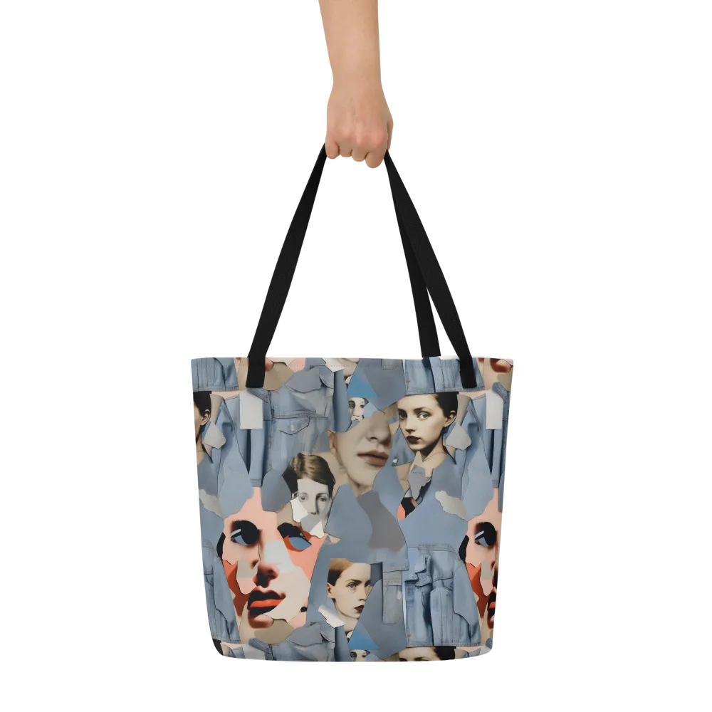Blue Jean Mirage on Large Tote Bag W/ Pocket — Front