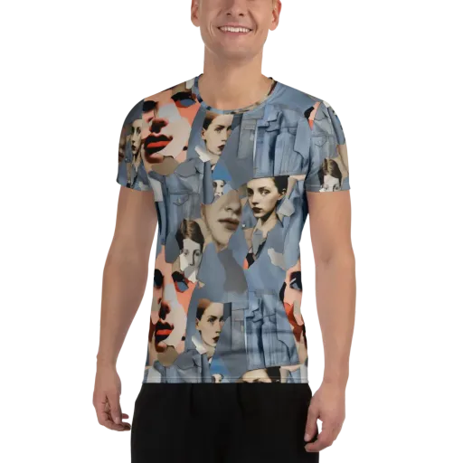 Blue Jean Mirage on a Men's Athletic T-Shirt