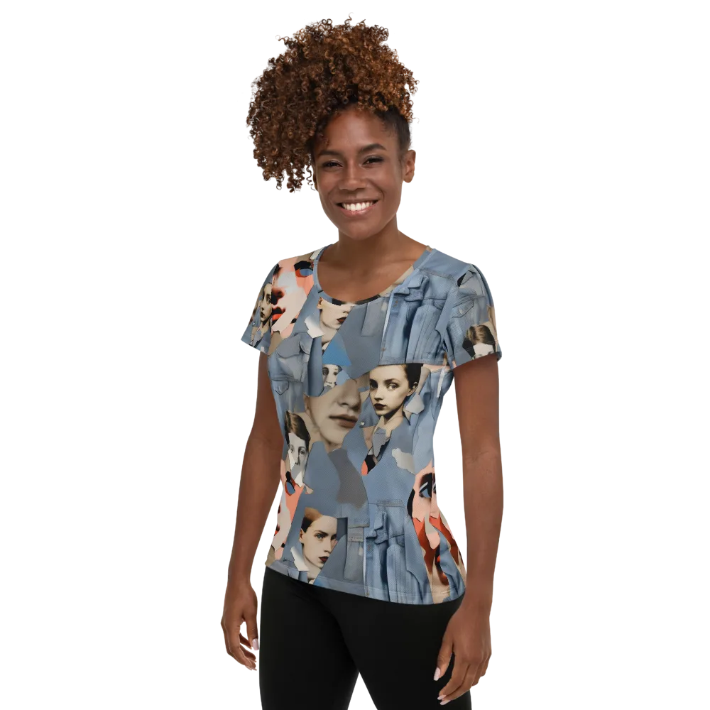 Blue Jean Mirage on Women's Athletic T-Shirt — Left
