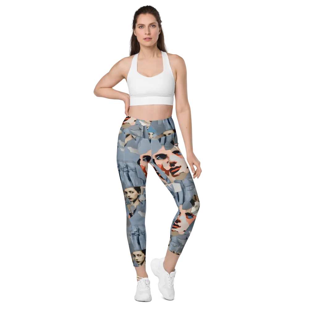 Blue Jean Mirage on Leggings with Pockets — Front