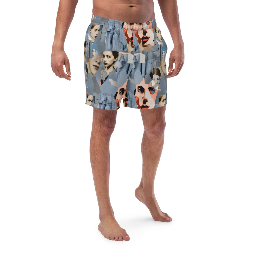 Blue Jean Mirage on Swim Trunks — Front