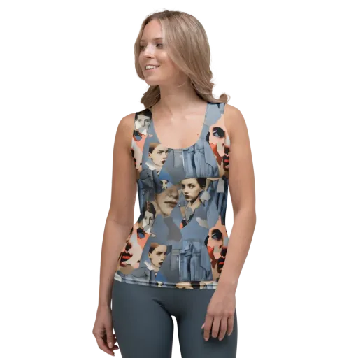 Blue Jean Mirage on a Women's Tank Top