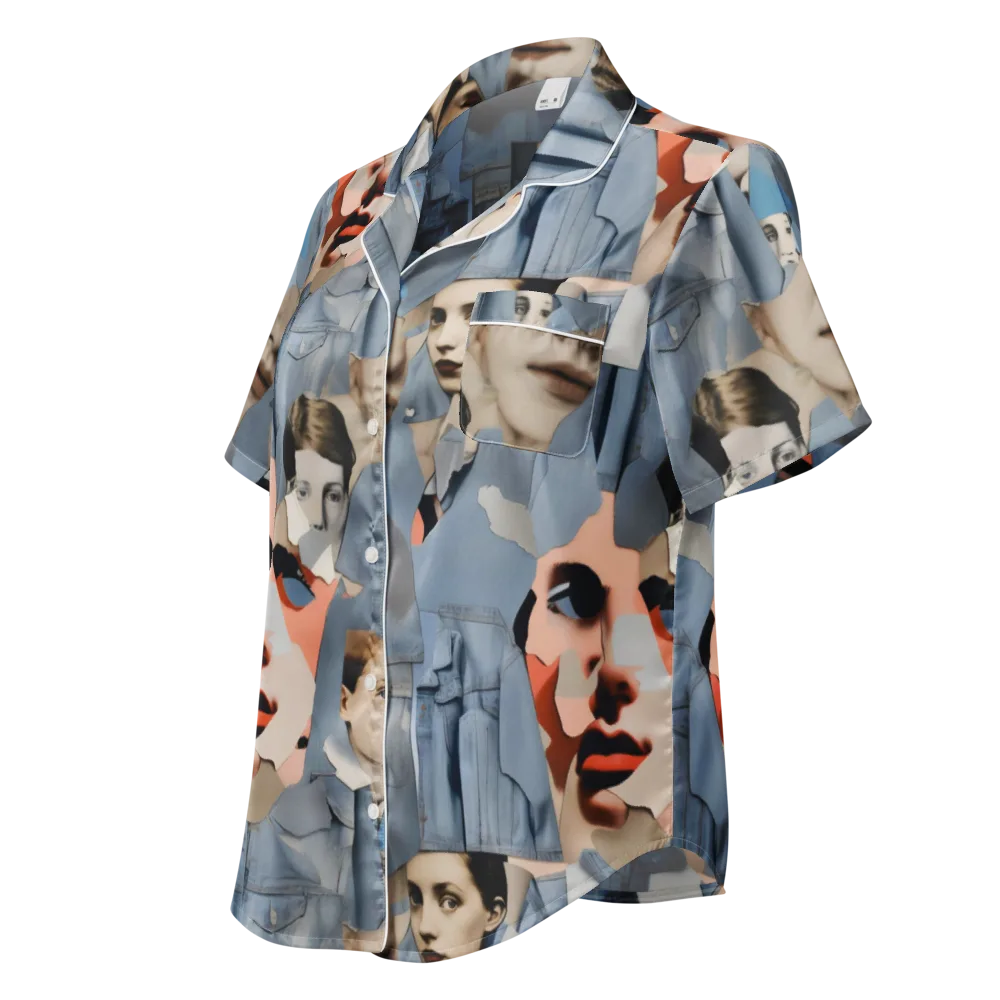 Blue Jean Mirage on Women's Short Sleeve Pajama Top — Left Front