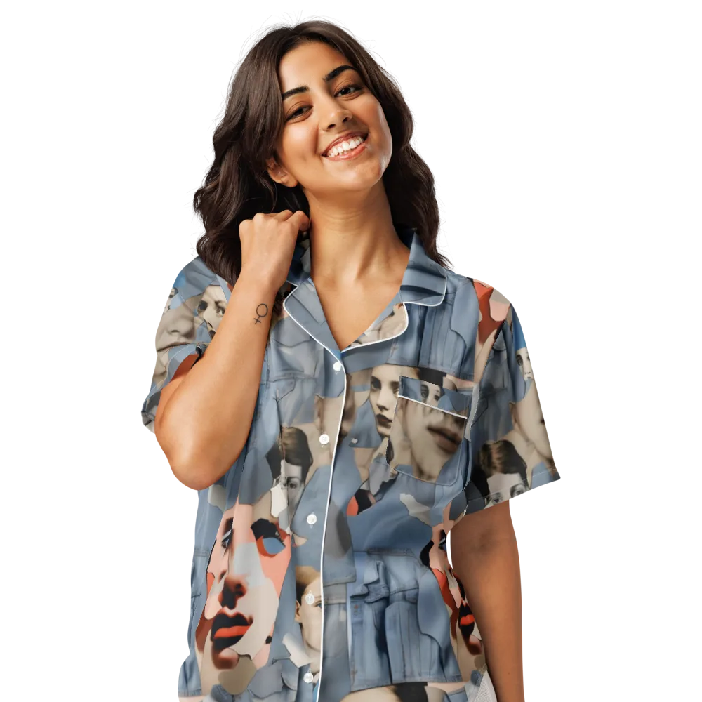 Blue Jean Mirage on Women's Short Sleeve Pajama Top — Front
