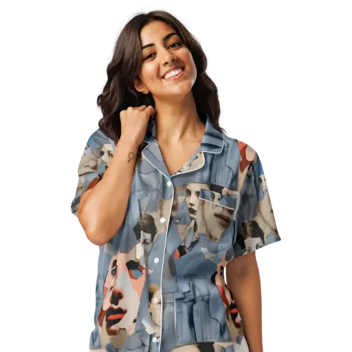 Blue Jean Mirage on a Women's Short Sleeve Pajama Top
