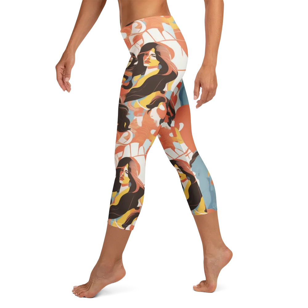 Coral Cabaret on Capri Leggings — Left