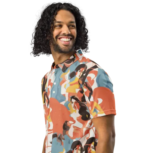 Coral Cabaret on a Men's Slim Fit Polo Shirt