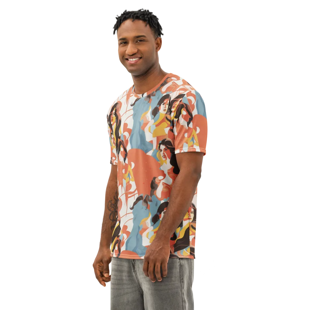 Coral Cabaret on Men's Cotton Crew Neck T-Shirt — Left Front