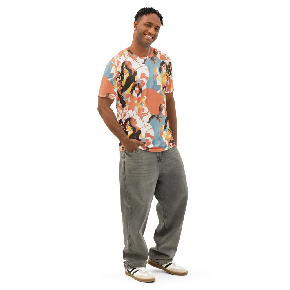 Coral Cabaret on Men's Cotton Crew Neck T-Shirt — Right Front