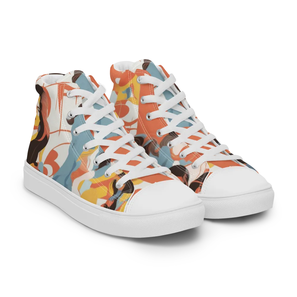 Coral Cabaret on Men's High Top Canvas Shoes — Right Front