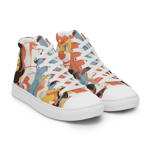 Coral Cabaret on a Men's High Top Canvas Shoes
