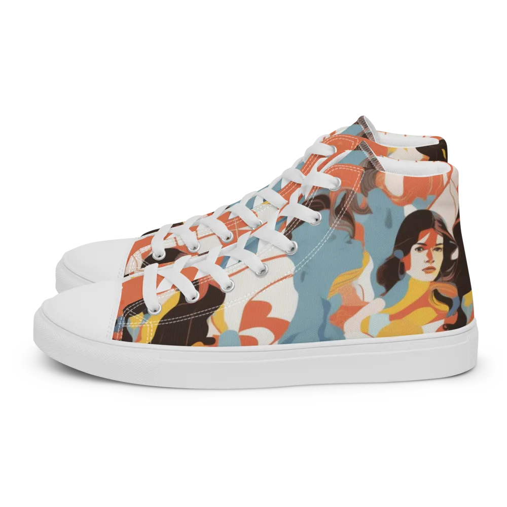 Coral Cabaret on Men's High Top Canvas Shoes — Left