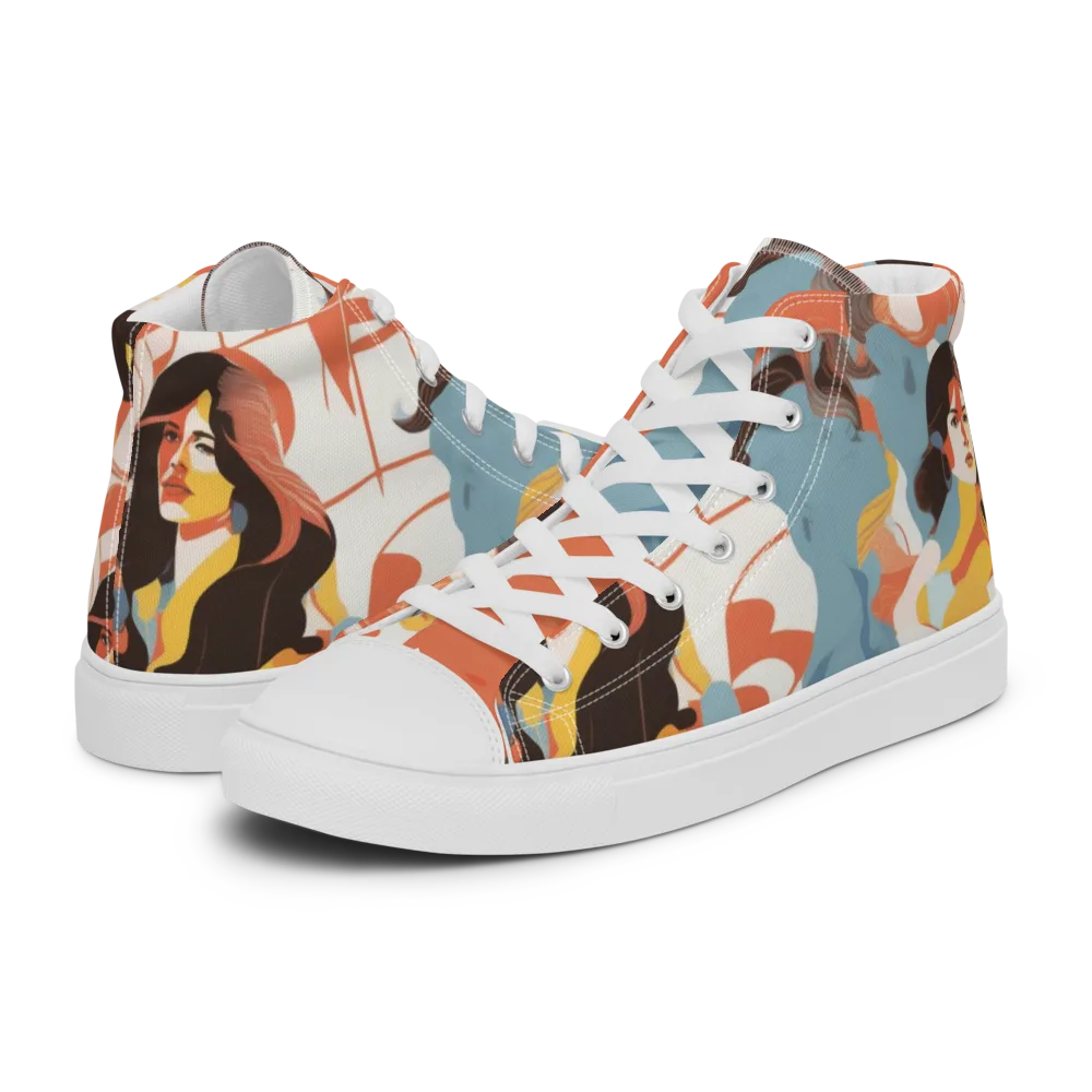 Coral Cabaret on Men's High Top Canvas Shoes — Left