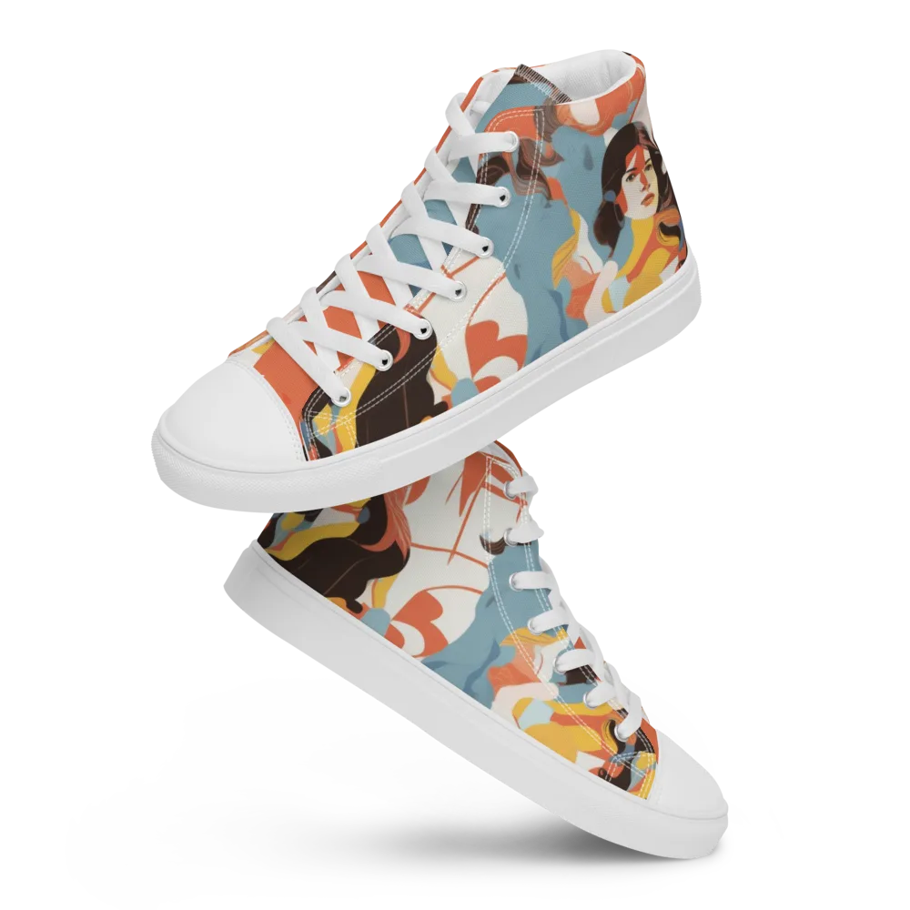 Coral Cabaret on Men's High Top Canvas Shoes — Front
