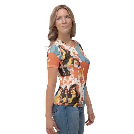 Coral Cabaret on a Women's Crew Neck T-Shirt
